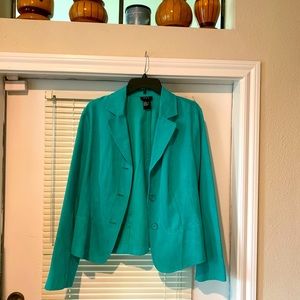 R.Q.T teal colored thin corduroy button up blazer XL